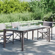 Petromila vidaXL Záhradný stôl hnedý 190x90x75 cm tvrdené sklo a polyratan