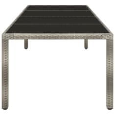 Vidaxl Záhradný stôl sivý 250x100x75 cm tvrdené sklo a polyratan