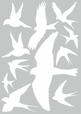 Traiva Silueta dravca - samolepiaca fólia - 11 dravcov na archu 30 x 40 cm Dravce - biela samolepiaca fólia - 11 dravcov na archu 30 x 40 cm, Kód: 25126