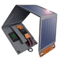 shumee Cestovná solárna nabíjačka telefónu s USB 14W, skladacia, šedá