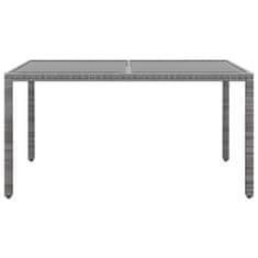 Vidaxl Záhradný stôl 150x90x75 cm tvrdené sklo a polyratan sivý