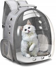 Korbi Nosič pre mačky a psov, priehľadný batoh, sivý