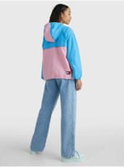 Tommy Jeans Modro-ružová dámska ľahká bunda s kapucňou Tommy Jeans S