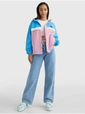Tommy Jeans Modro-ružová dámska ľahká bunda s kapucňou Tommy Jeans S