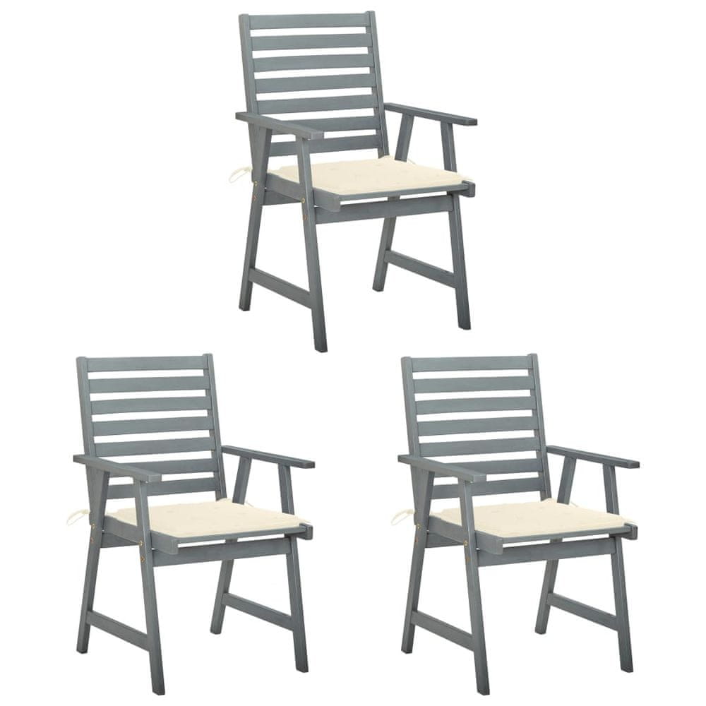 Petromila vidaXL Záhradné jedálenské stoličky s vankúšmi 3 ks akáciový masív