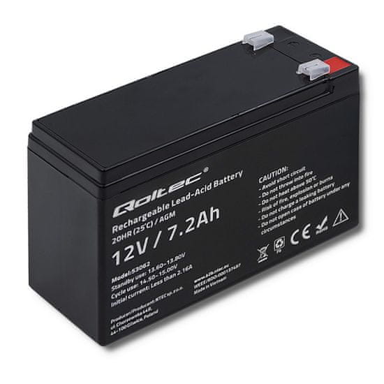 Qoltec Batéria AGM | 12V | 7,2 Ah | max. 108A