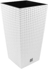 Prosperplast Plastové kvetináče Rato Square biele 22,5 x 22,5 x 42 cm
