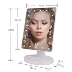 Northix Make-up zrkadlo s LED 22 svetlami - 180 otočné - biele 