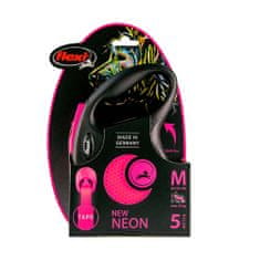 Flexi New Neon M popruh 5m ružová do 25kg