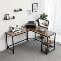 Artenat Rohový pracovný stôl Lera, 138 cm, hnedá/čierna
