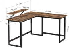 Artenat Kancelársky stôl Stella, 140 cm, hnedá/čierna