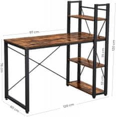 Artenat Kancelársky stôl Stella, 120 cm, hnedá/čierna