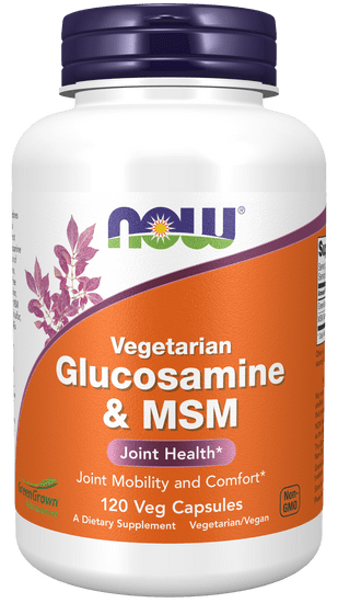NOW Foods Glucosamine & MSM Vegetarian (vegetariánsky glukosamín a MSM), 120 rastlinných kapsúl