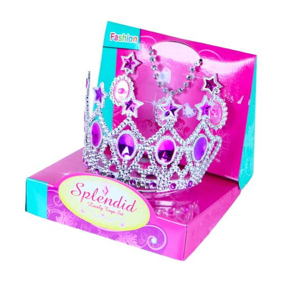 Rappa Princezná korunka s náušnicami a náhrdelníkom ružová