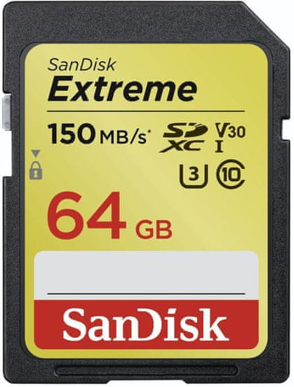 SanDisk SDXC Extreme 64GB 150MB/s UHS-I U3 (SDSDXV6-064G-GNCIN)