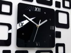 ModernClock 3D nalepovacie hodiny Roman Quadrat čierne