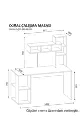 Dalenor Pracovný stôl Coral, 140 cm, biela