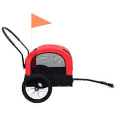 Vidaxl Príves pre domáce zvieratá na bicykel/beh 2-v-1 červeno-čierny