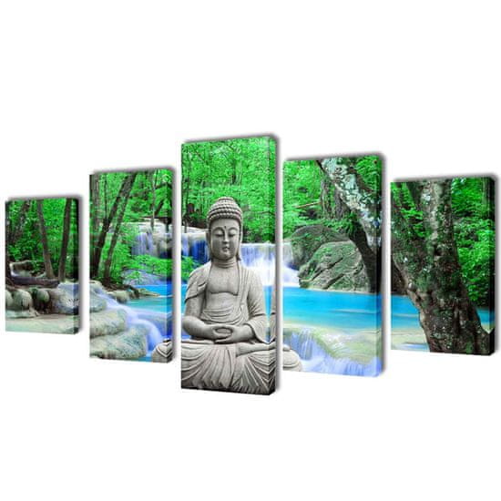 Petromila vidaXL Sada obrazov na stenu, motív Buddha 200 x 100 cm