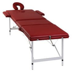 Petromila vidaXL Červený skladací masážny stôl s 3 zónami a hliníkovým rámom