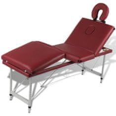 Petromila vidaXL Červený skladací masážny stôl so 4 zónami a hliníkovým rámom