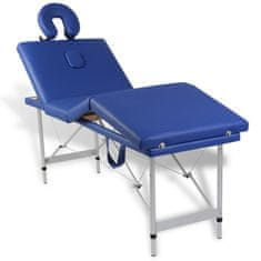 Vidaxl Modrý skladací masážny stôl so 4 zónami a hliníkovým rámom