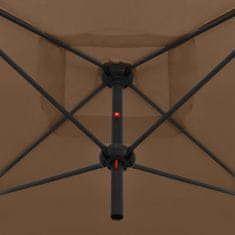 Vidaxl Dvojitý slnečník s oceľovou tyčou 250x250 cm, sivohnedý