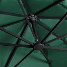 Vidaxl Závesný slnečník s LED a hliníkovou tyčou 400x300 cm, zelený