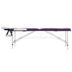 Vidaxl 2-zónový skladací masážny stôl bielo-fialový hliníkový