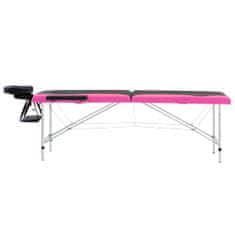 Vidaxl 2-zónový skladací masážny stôl čierno-ružový hliníkový