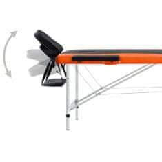 Vidaxl 2-zónový skladací masážny stôl čierno-oranžový hliníkový
