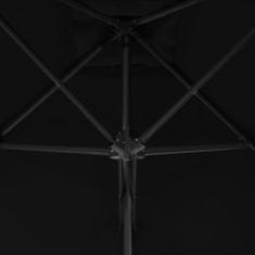 Vidaxl Vonkajší slnečník s oceľovou tyčou, čierny 300x230 cm