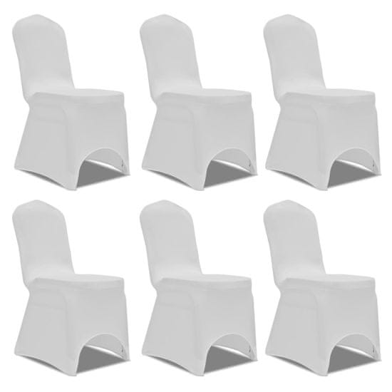 Vidaxl Biele strečové návleky na stoličky, 6 ks
