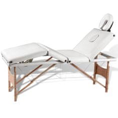 Petromila vidaXL Krémovo biely skladací masážny stôl, 4 zóny, drevený rám