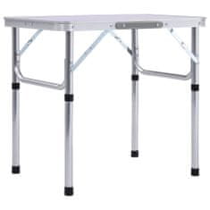 Vidaxl Skladací kempingový stôl biely hliníkový 60x45 cm
