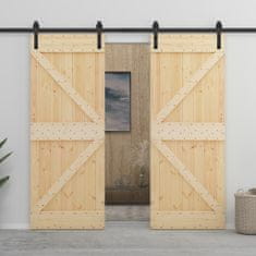Vidaxl Posuvné dvere so sadou kovania 100x210 cm masívne borovicové drevo