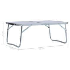 Vidaxl Skladací kempingový stôl biely 60x40 cm hliníkový