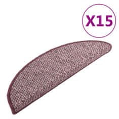 Petromila vidaXL Kobercové nášľapy na schody 15 ks fialové 65x21x4 cm
