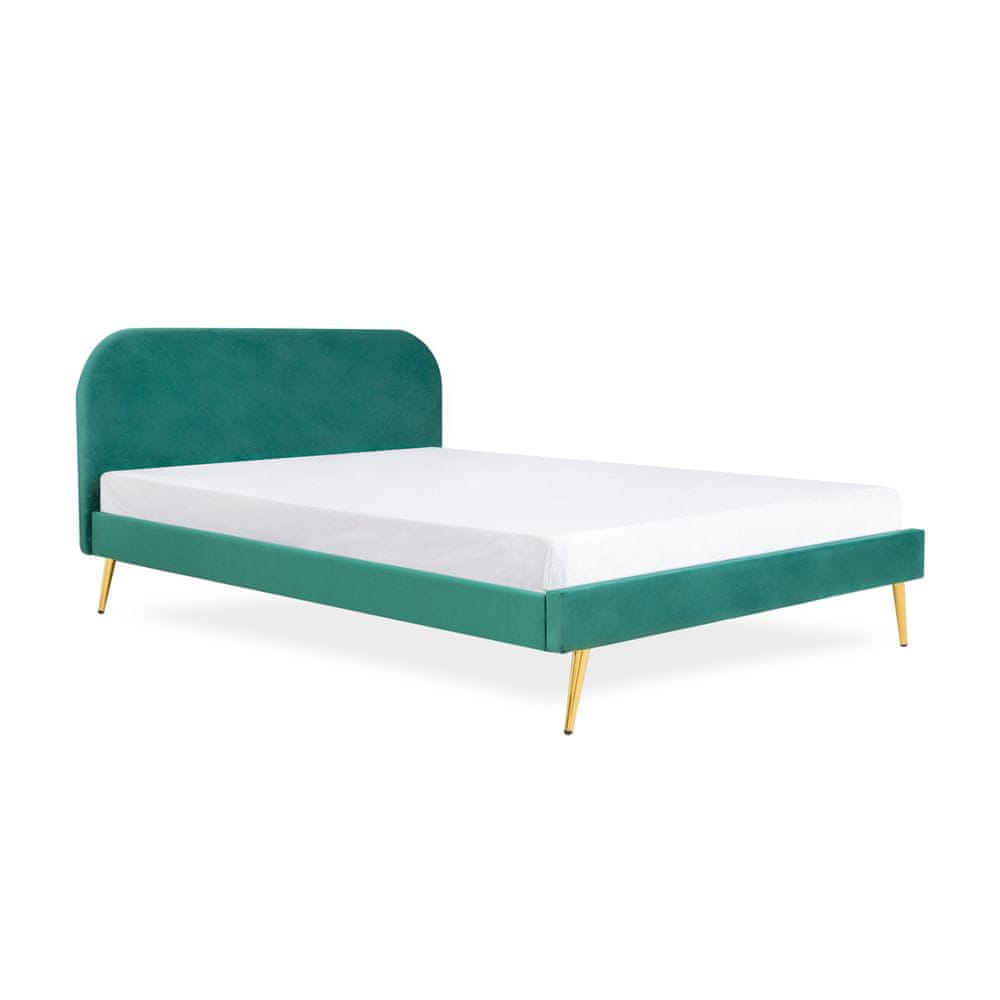 Homla VENLO Zelená velúrová posteľ 160x200 cm