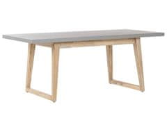 Beliani Záhradný betónový stôl 180 x 90 cm sivá/svetlé drevo ORIA