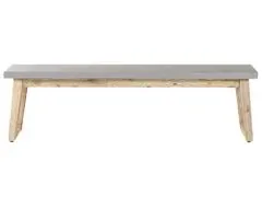 Beliani Lavica z betónu a agátového dreva sivá 160 cm ORIA