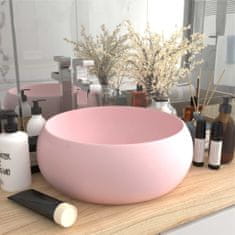 Vidaxl Luxusné umývadlo, okrúhle, matné ružové 40x15 cm, keramika