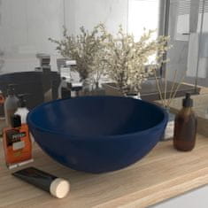 Vidaxl Luxusné umývadlo, okrúhle, matné tmavomodré 32,5x14cm, keramika