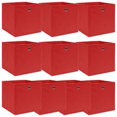 Greatstore Úložné boxy 10 ks červené 32x32x32 cm látkové