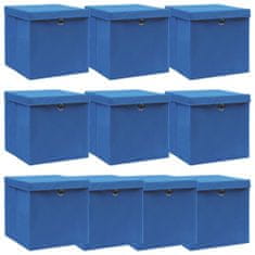shumee Úložné boxy s vrchnákmi 10 ks modré 32x32x32 cm látkové