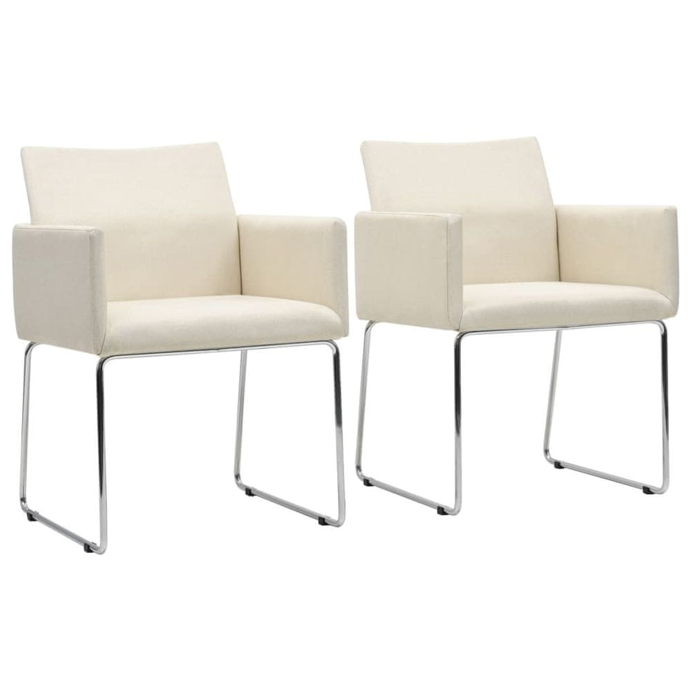 Vidaxl Jedálenské stoličky 2 ks, ľanový vzhľad, biele, látka