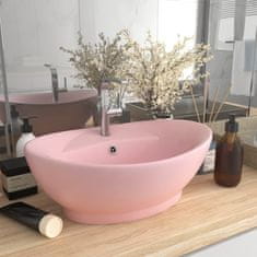 Vidaxl Luxusné umývadlo, prepad, matné ružové 58,5x39 cm, keramika