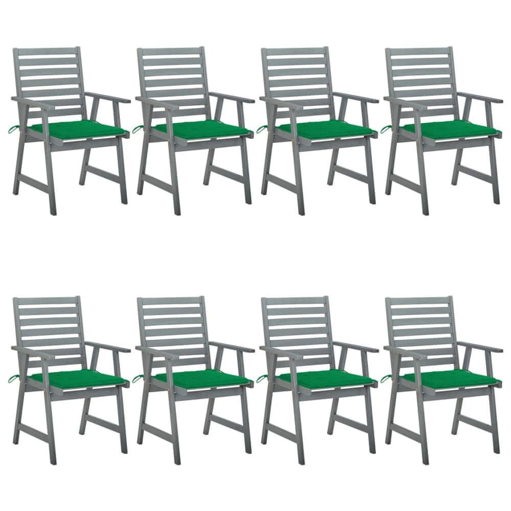 Petromila vidaXL Záhradné jedálenské stoličky s vankúšmi 8 ks akáciový masív