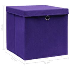 shumee Úložné boxy s vrchnákmi 10 ks fialové 32x32x32 cm látkové