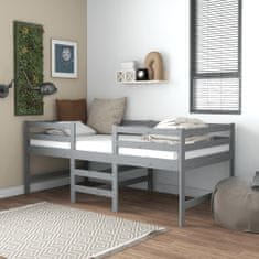 Vidaxl Stredne vysoká posteľ s matracom, 90x200 cm, sivá, borovica